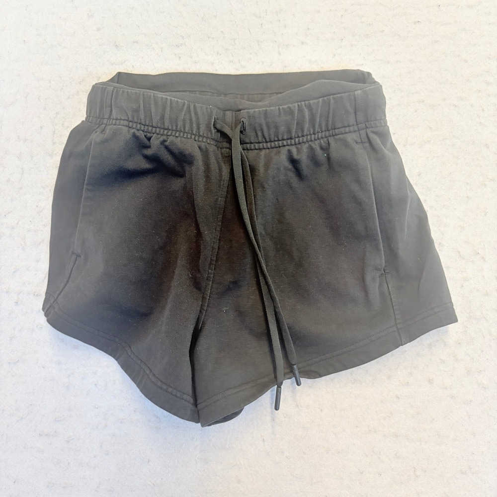 Lululemon Inner Glow Short Women Size 2 Black Cotton Fleece High Rise